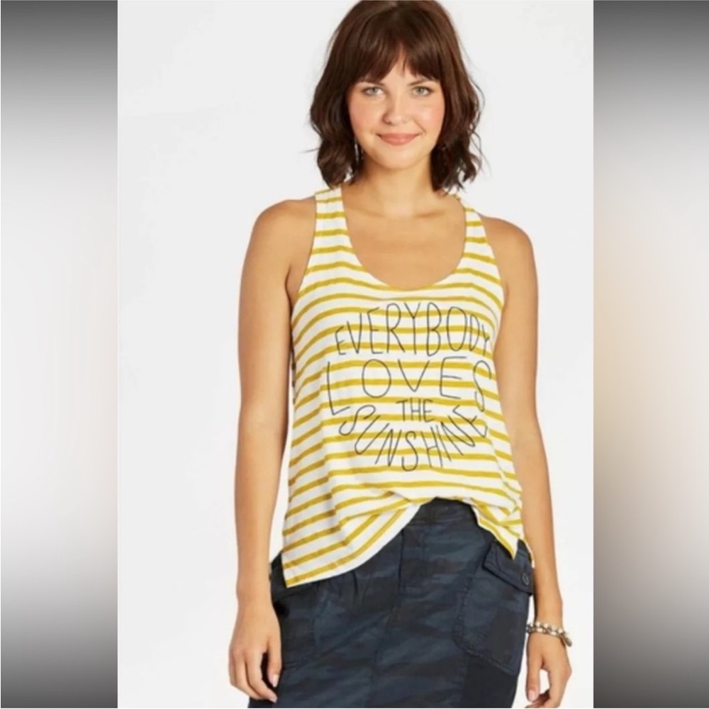 Sundry Yellow Striped “everybody loves the sunshine” Women's Tank Top size 0/XS
